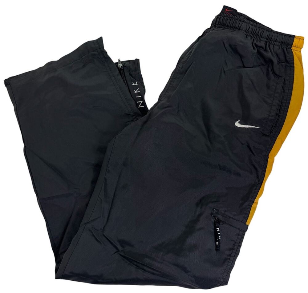 Vintage y2k Nike Baggy Track Sweatpants Men Medium Windbreaker Lined Black Pants